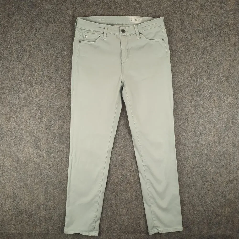 AG Pants Womens 28R Prima Crop Cigarette Leg Light Blue Stretch Cotton Blend - Picture 1 of 14